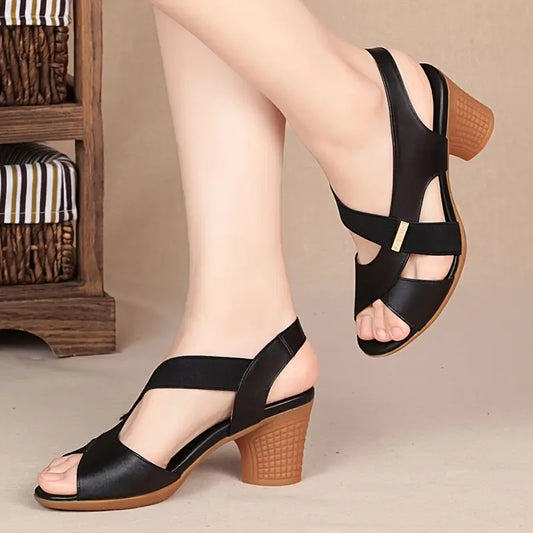 Selma™ - Elegant Tan Peep-Toe Sandaler