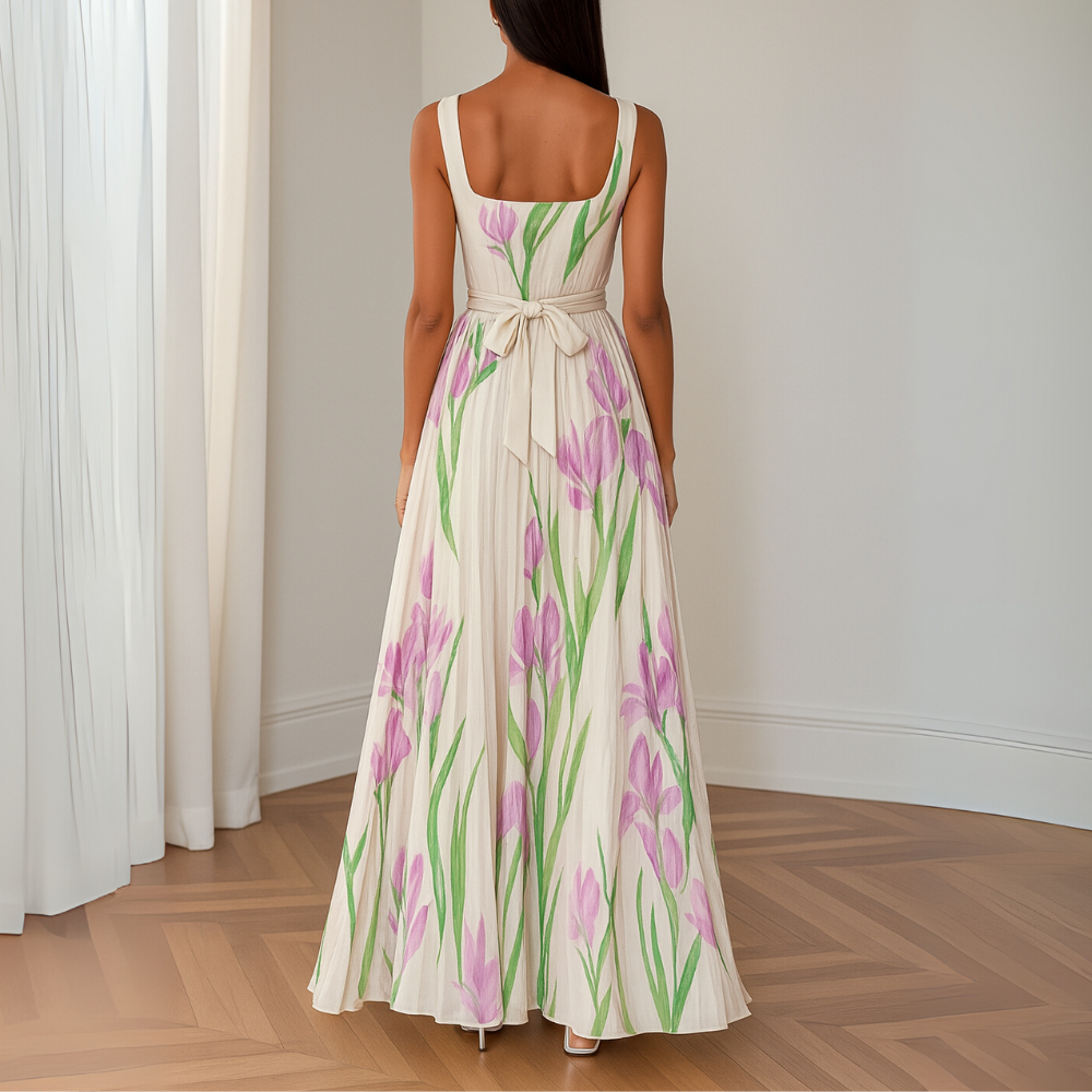 Clea™ – Damens Plisserad Blommig Klänning