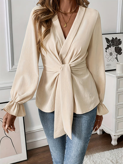 Liza™ – Långärmad Blus med Volanger för Dam