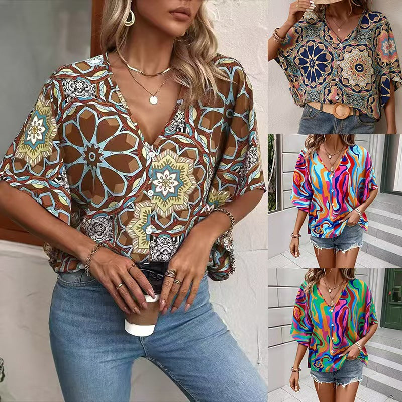 Frida™ – Vintage Mönstrad Vardagsskjorta