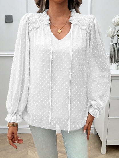 Venice™ – Elegant V-ringad Transparent Blus för Dam