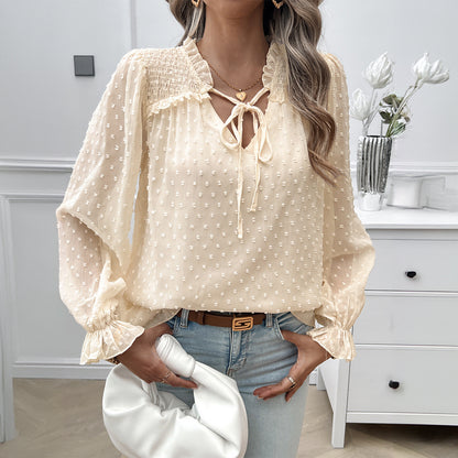 Venice™ – Elegant V-ringad Transparent Blus för Dam