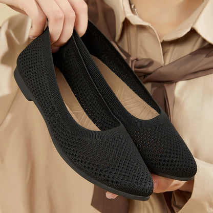 Anja™ – Avslappnade Stickade Spetsiga Flats för Dam