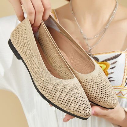 Anja™ – Avslappnade Stickade Spetsiga Flats för Dam