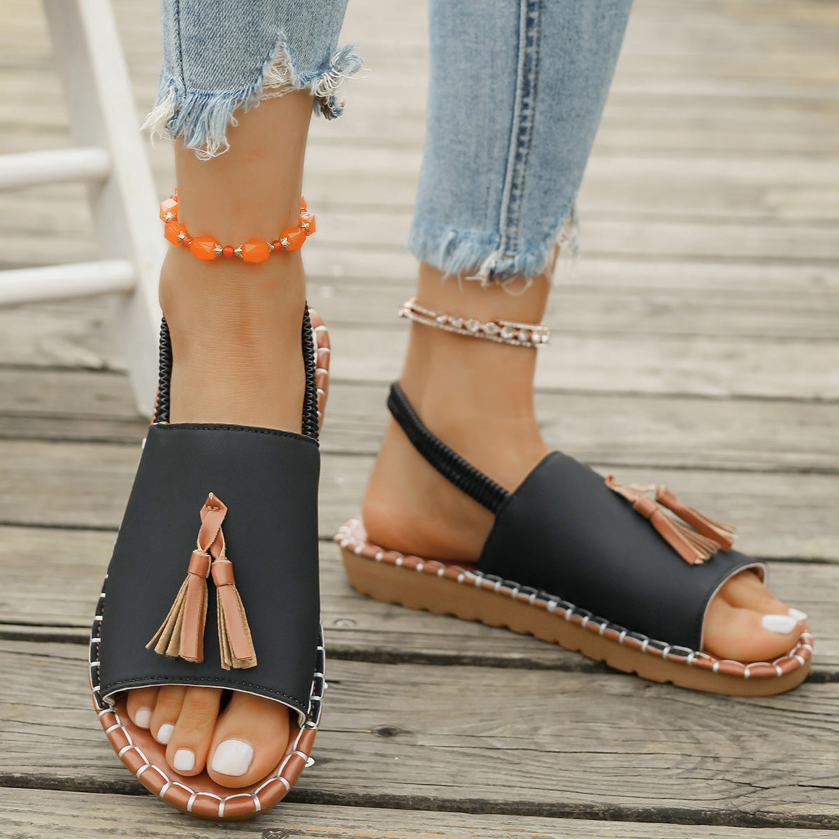 Freja™ – Tofsprydda Sommarsandaler för Dam