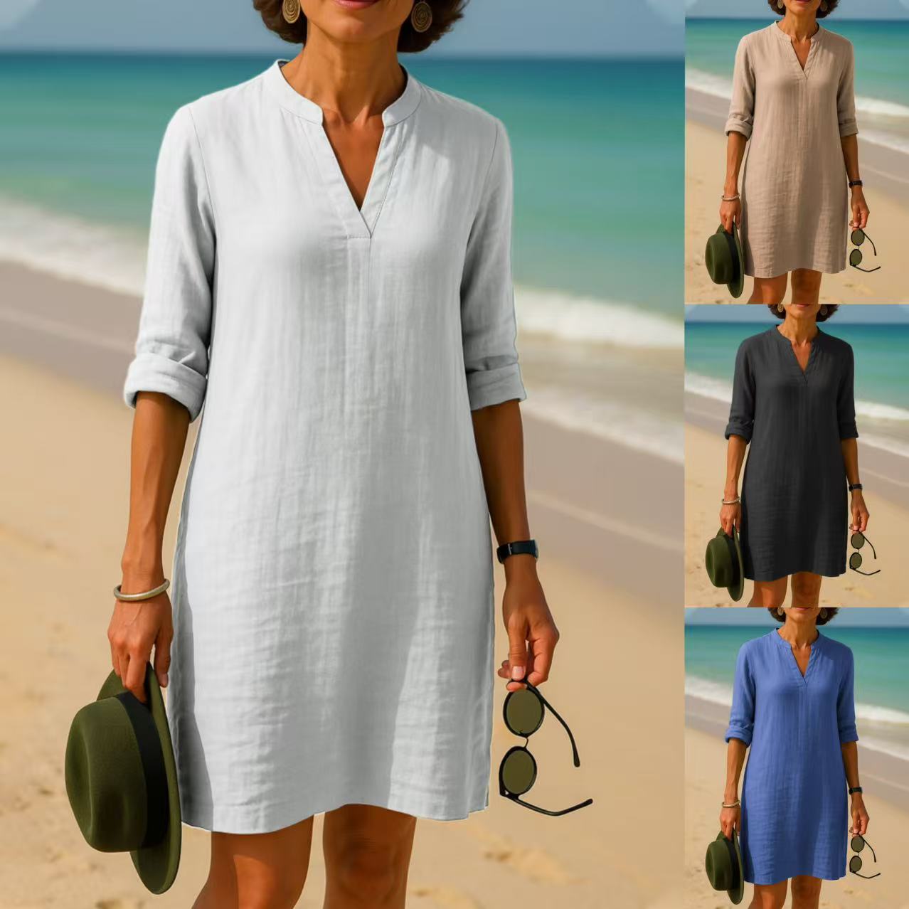 Ofelia™ - V-ringad Vintage Strandklänning för Dam