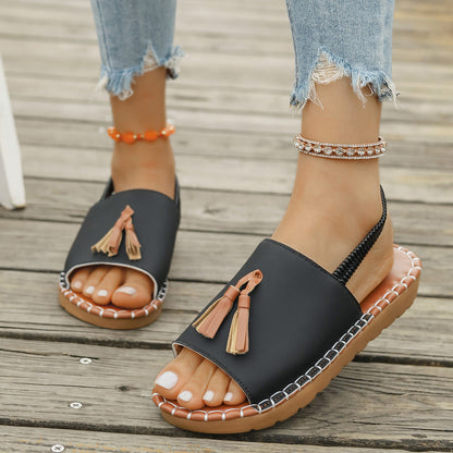 Freja™ – Tofsprydda Sommarsandaler för Dam