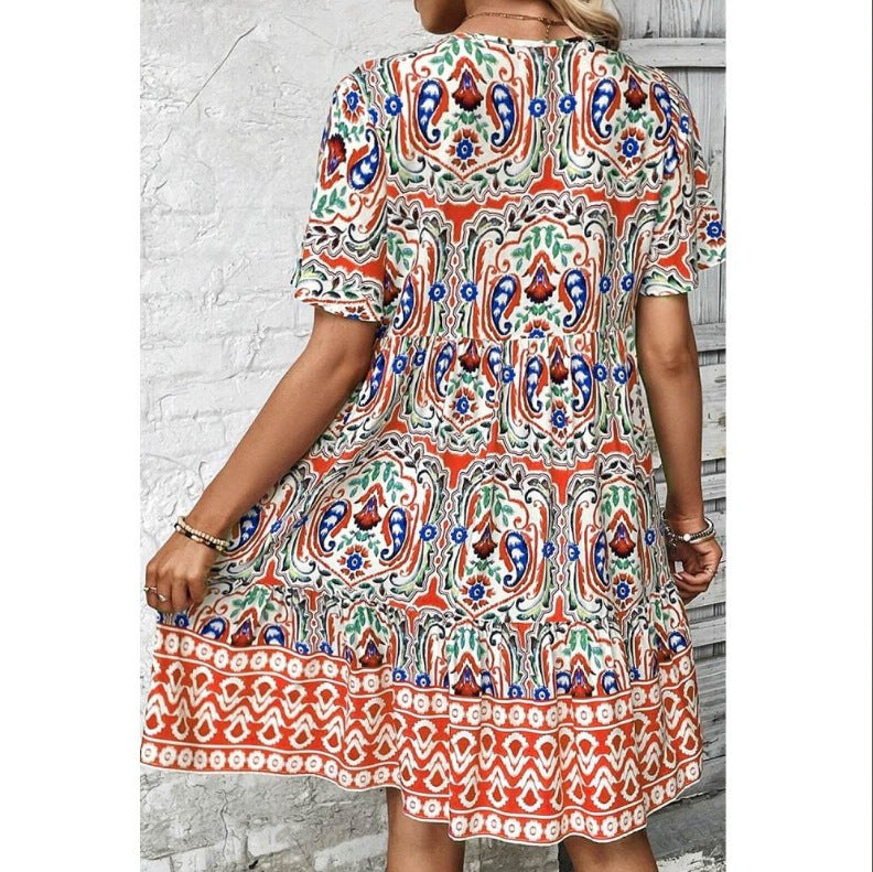 Lill™ – Boho Miniklänning med Volangkant för Dam