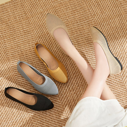 Anja™ – Avslappnade Stickade Spetsiga Flats för Dam