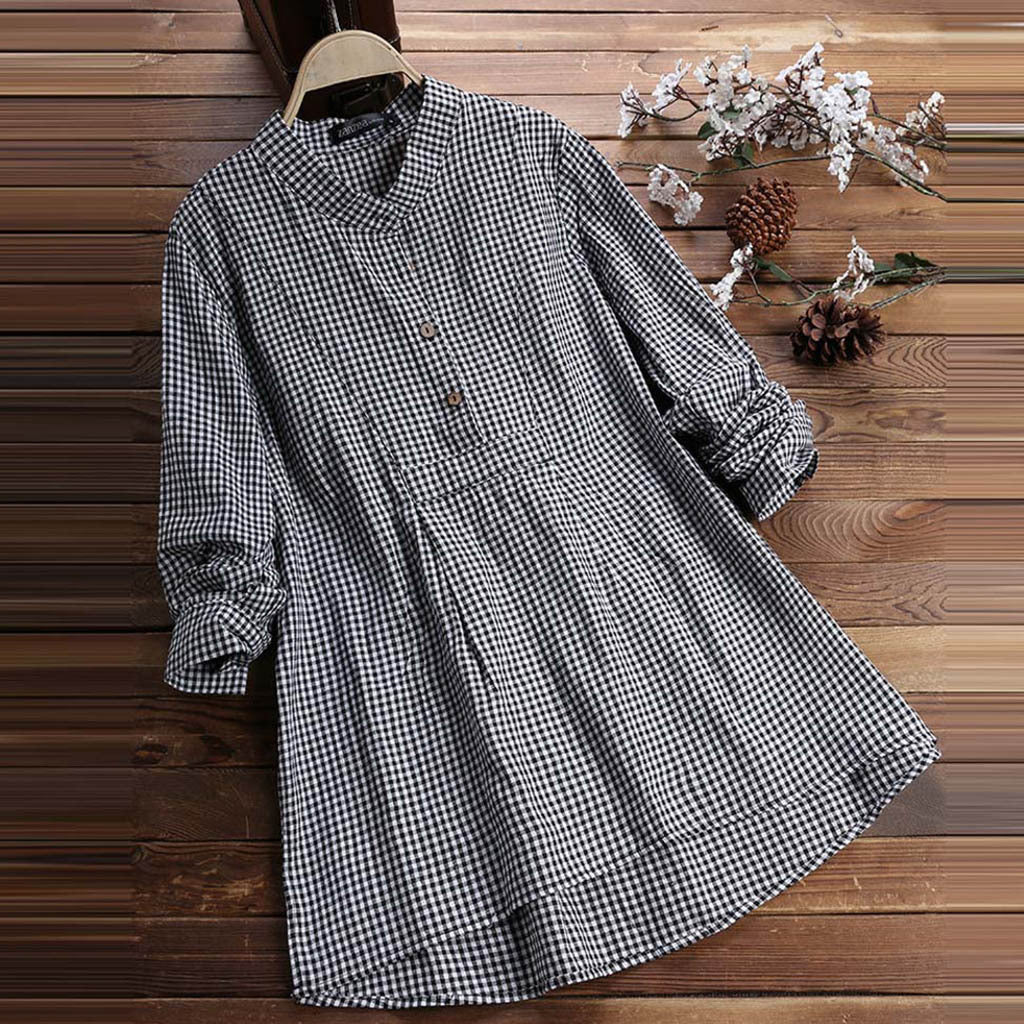 Ronja™ – Rutigt Pullover Shirt för Dam