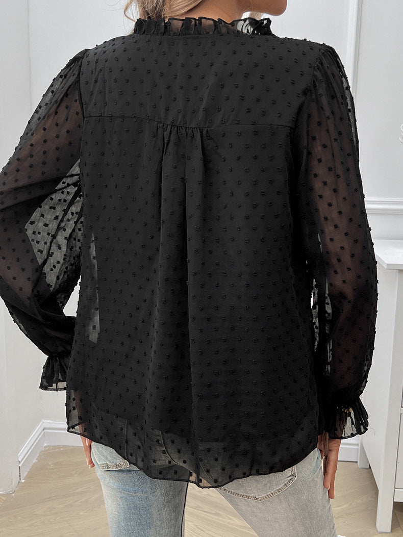 Venice™ – Elegant V-ringad Transparent Blus för Dam