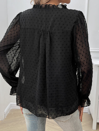 Venice™ – Elegant V-ringad Transparent Blus för Dam