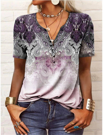 Malin™ – T-shirt med Etniskt Tryck