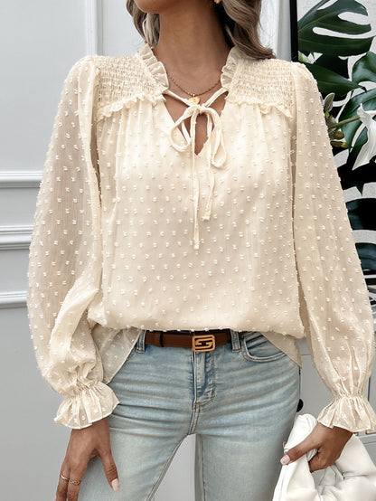 Venice™ – Elegant V-ringad Transparent Blus för Dam