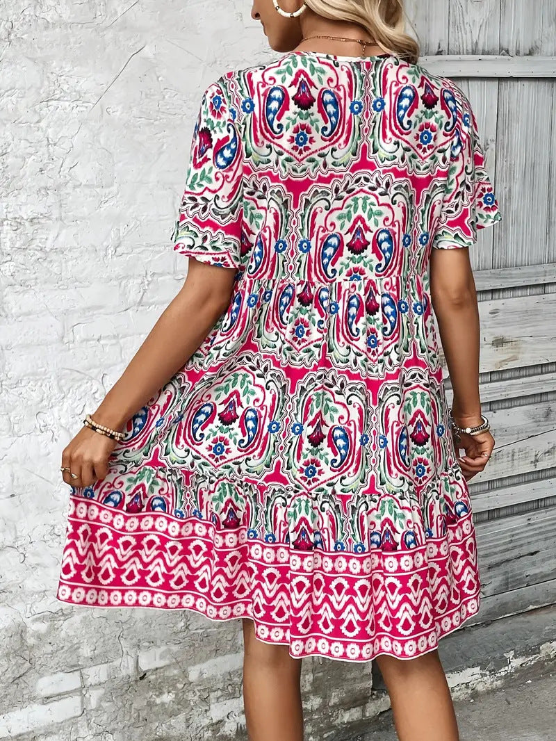 Lill™ – Boho Miniklänning med Volangkant för Dam