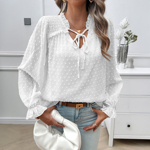Venice™ – Elegant V-ringad Transparent Blus för Dam