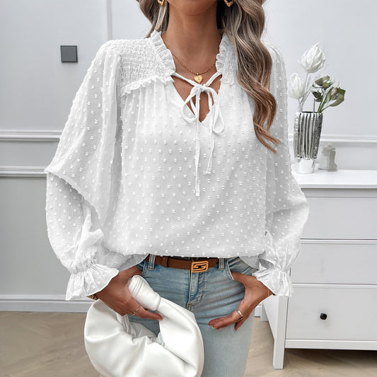 Venice™ – Elegant V-ringad Transparent Blus för Dam