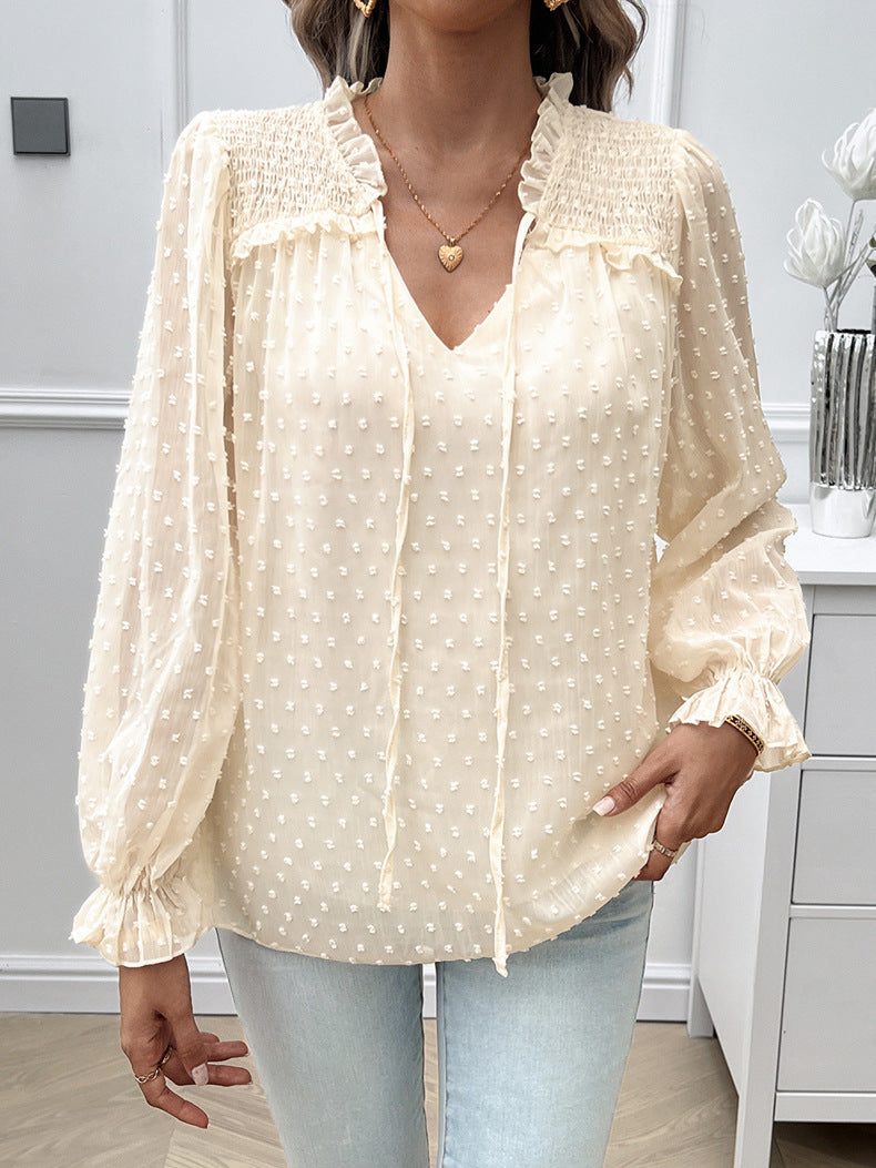 Venice™ – Elegant V-ringad Transparent Blus för Dam