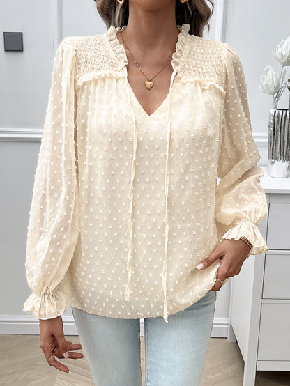 Venice™ – Elegant V-ringad Transparent Blus för Dam