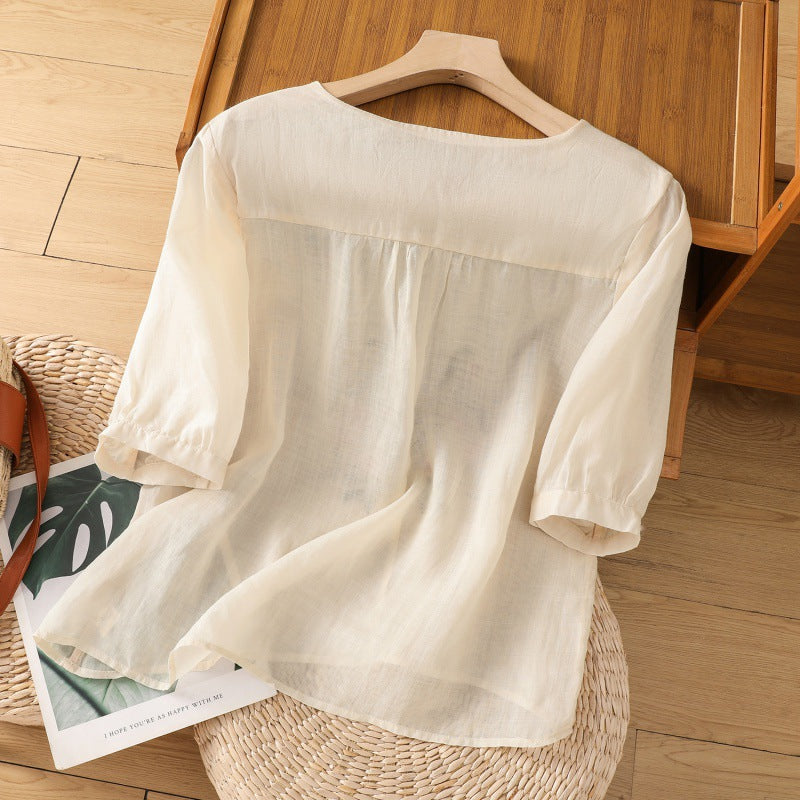 Tarisa™ – Damens Broderad Avslappnad Blus