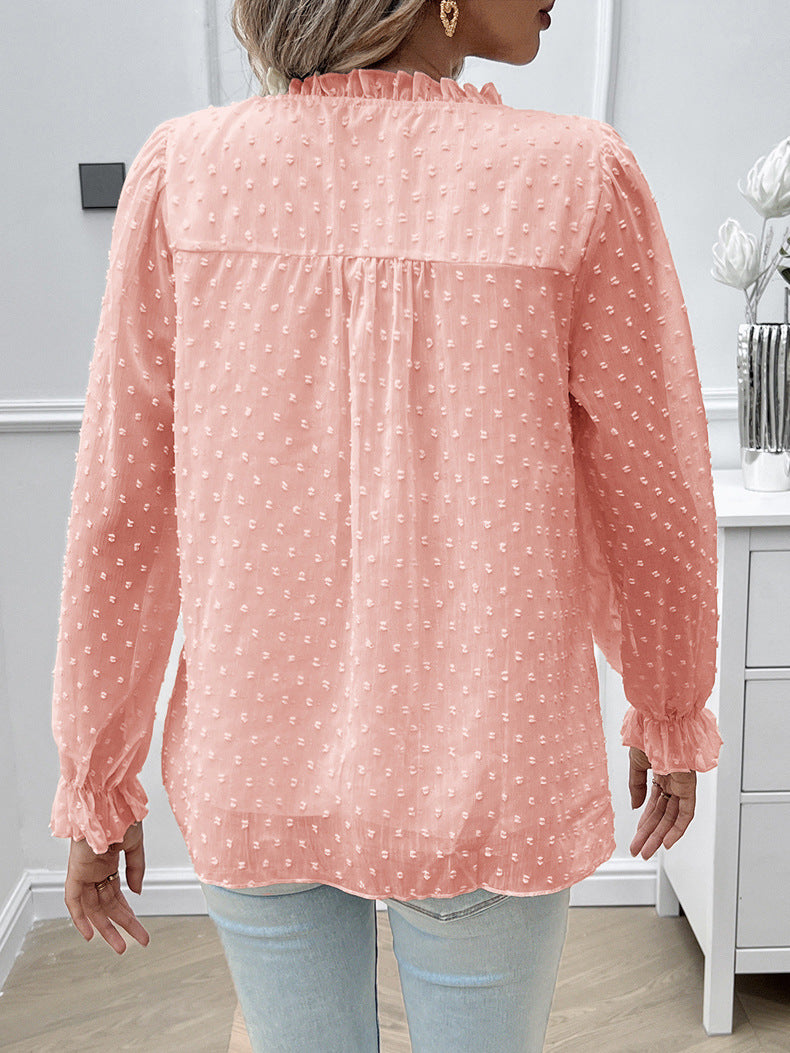 Venice™ – Elegant V-ringad Transparent Blus för Dam