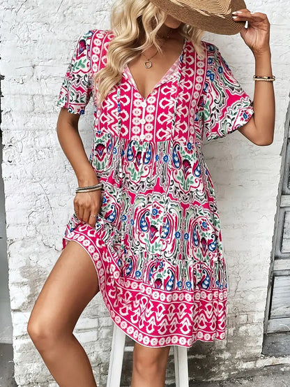 Lill™ – Boho Miniklänning med Volangkant för Dam