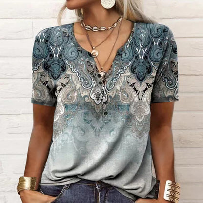 Malin™ – T-shirt med Etniskt Tryck
