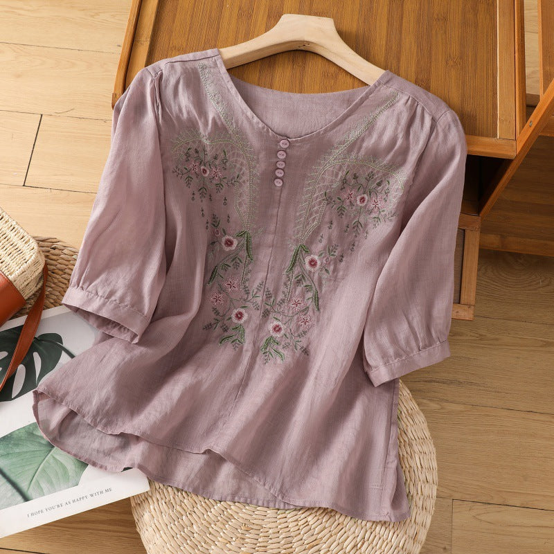 Tarisa™ – Damens Broderad Avslappnad Blus