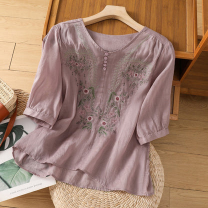 Tarisa™ – Damens Broderad Avslappnad Blus