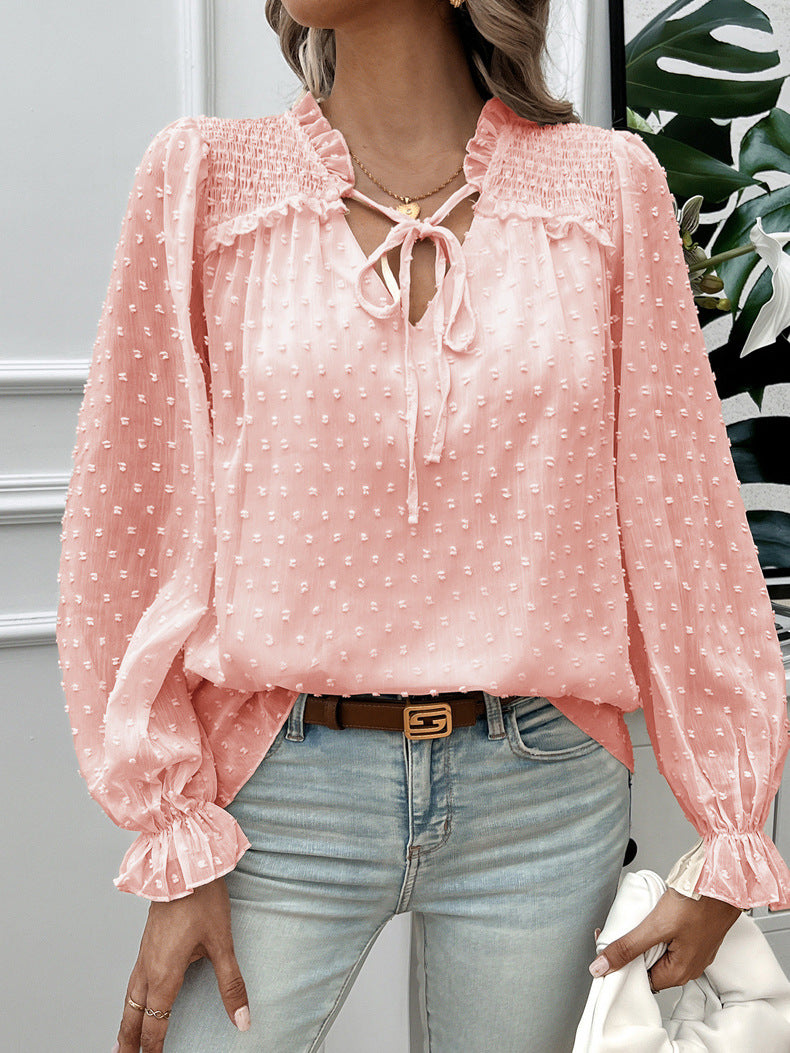 Venice™ – Elegant V-ringad Transparent Blus för Dam