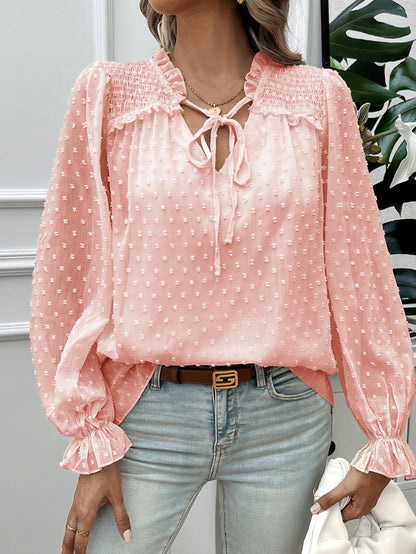 Venice™ – Elegant V-ringad Transparent Blus för Dam