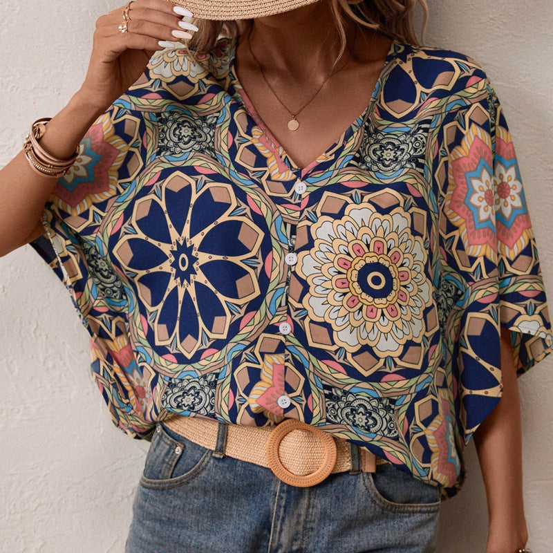 Frida™ – Vintage Mönstrad Vardagsskjorta