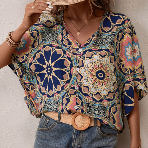 Frida™ – Vintage Mönstrad Vardagsskjorta