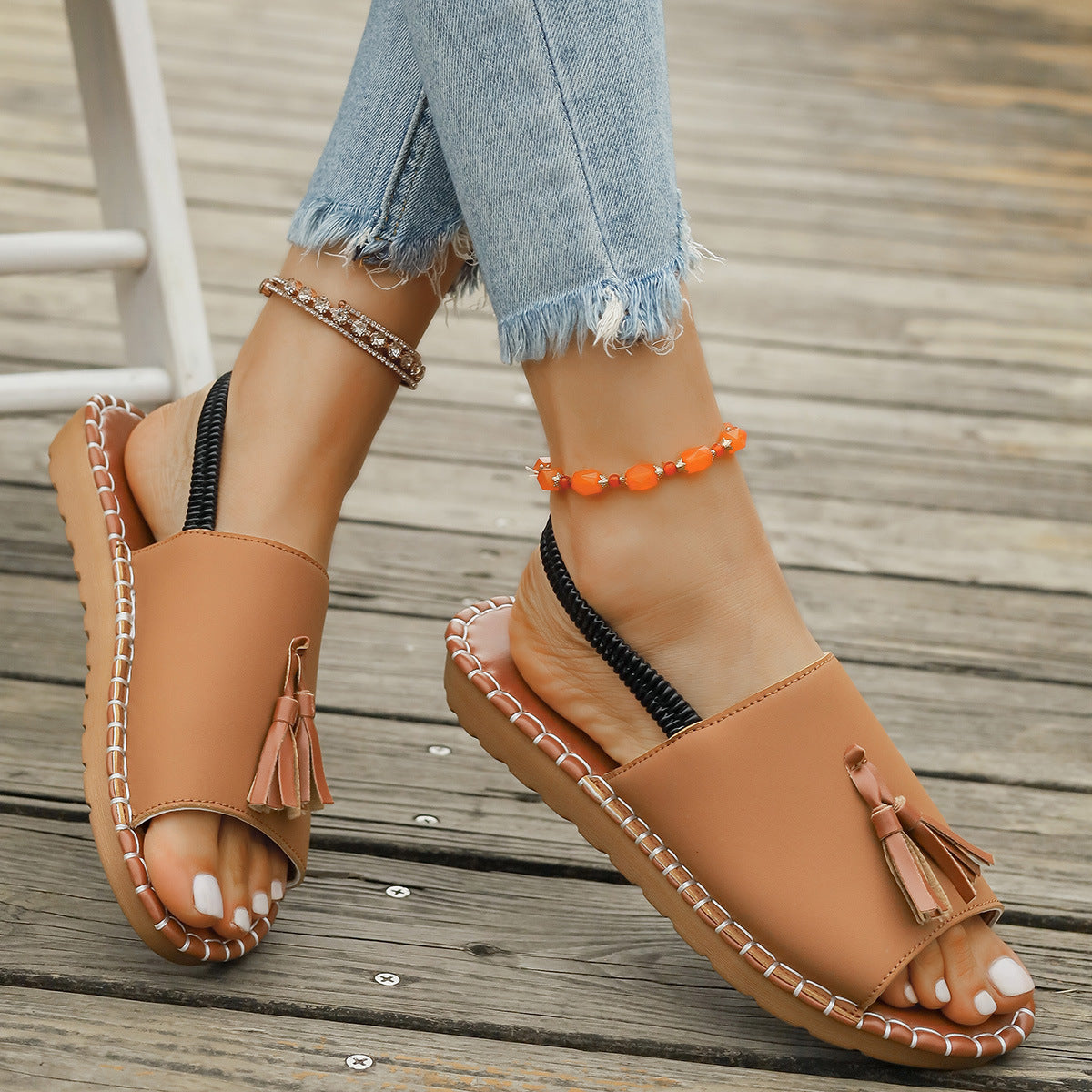 Freja™ – Tofsprydda Sommarsandaler för Dam