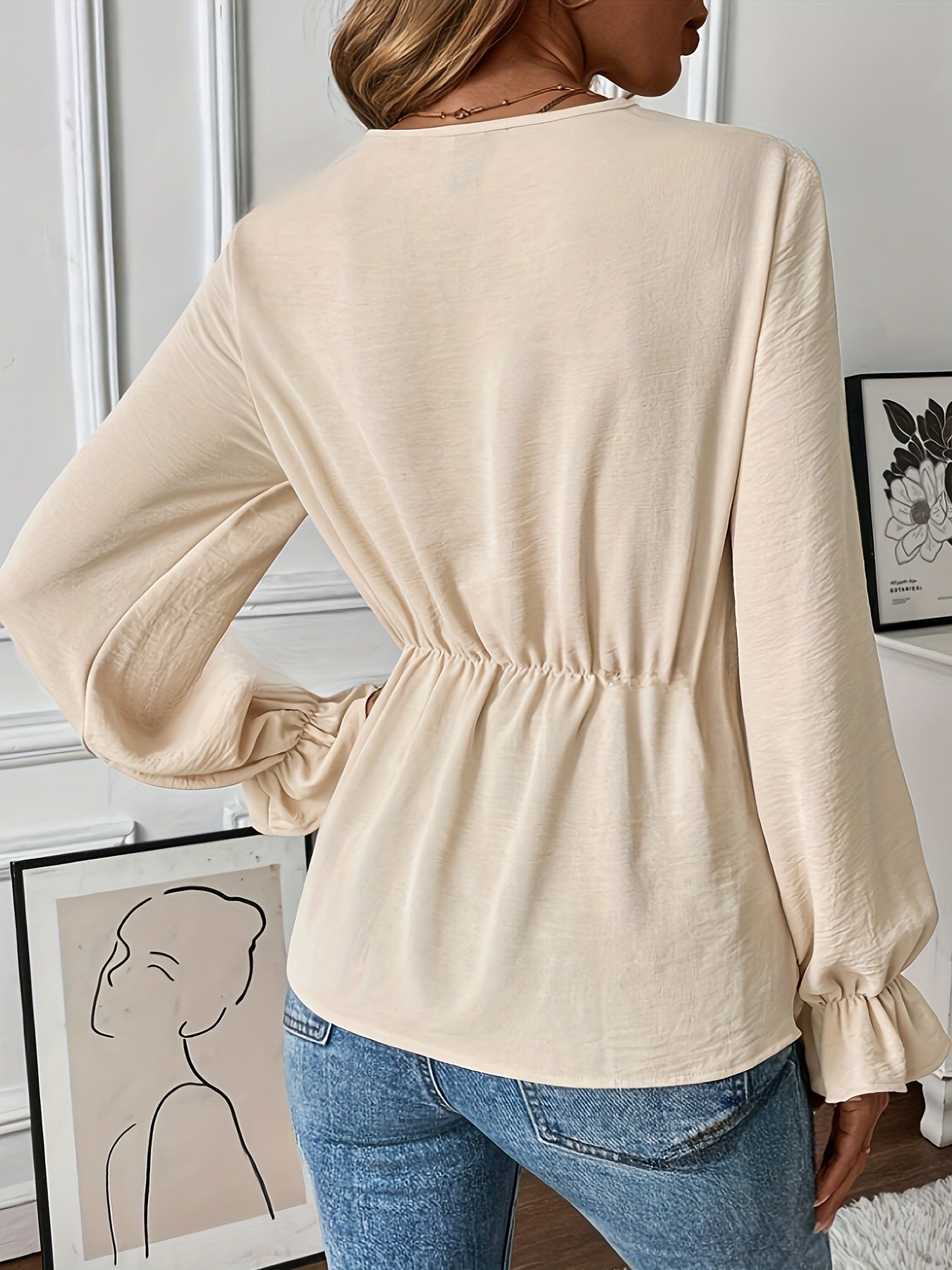 Liza™ – Långärmad Blus med Volanger för Dam