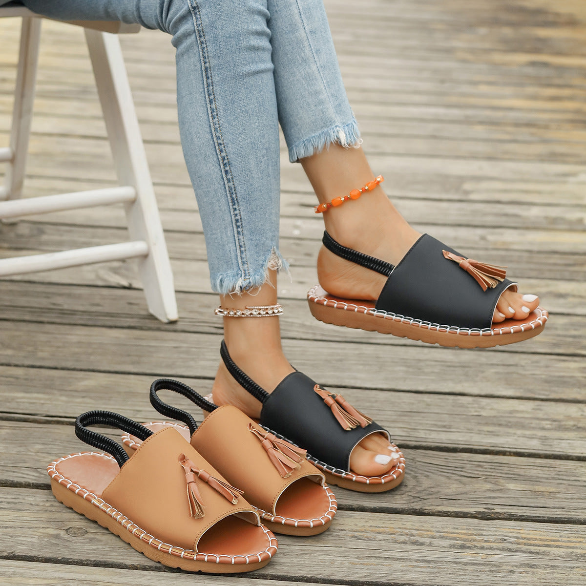 Freja™ – Tofsprydda Sommarsandaler för Dam