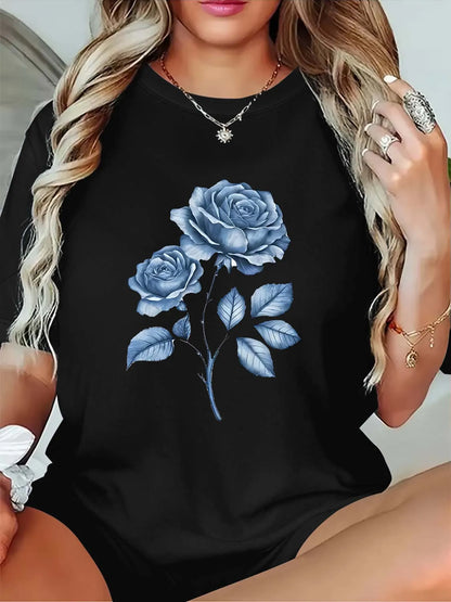 Blommig Blå T-Shirt | Tillsammans Mot Diabetes