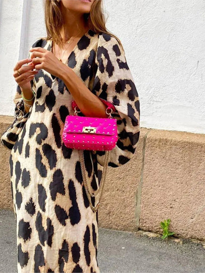 Birgit™-Klänning med leopardtryck