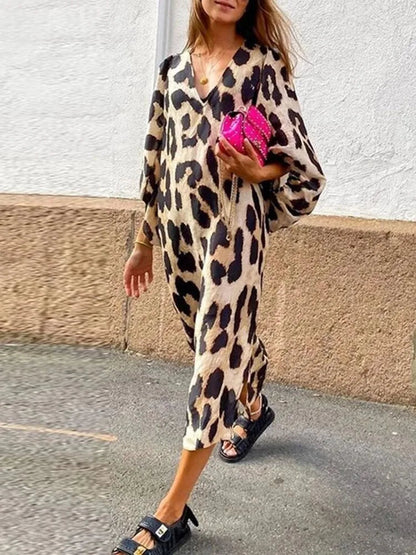 Birgit™-Klänning med leopardtryck