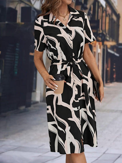 Elin™ - Damers Elegant Randig Klänning