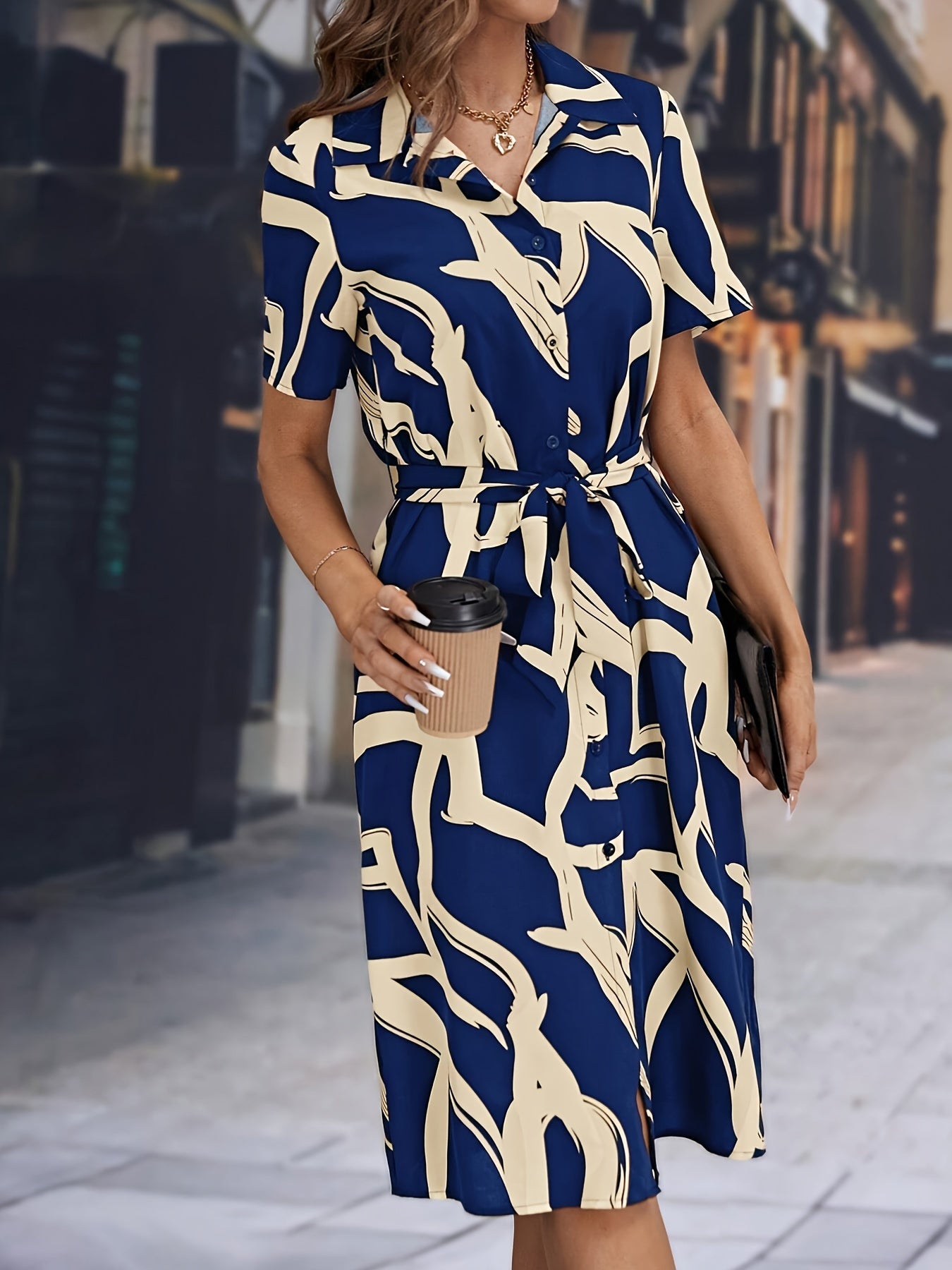 Elin™ - Damers Elegant Randig Klänning