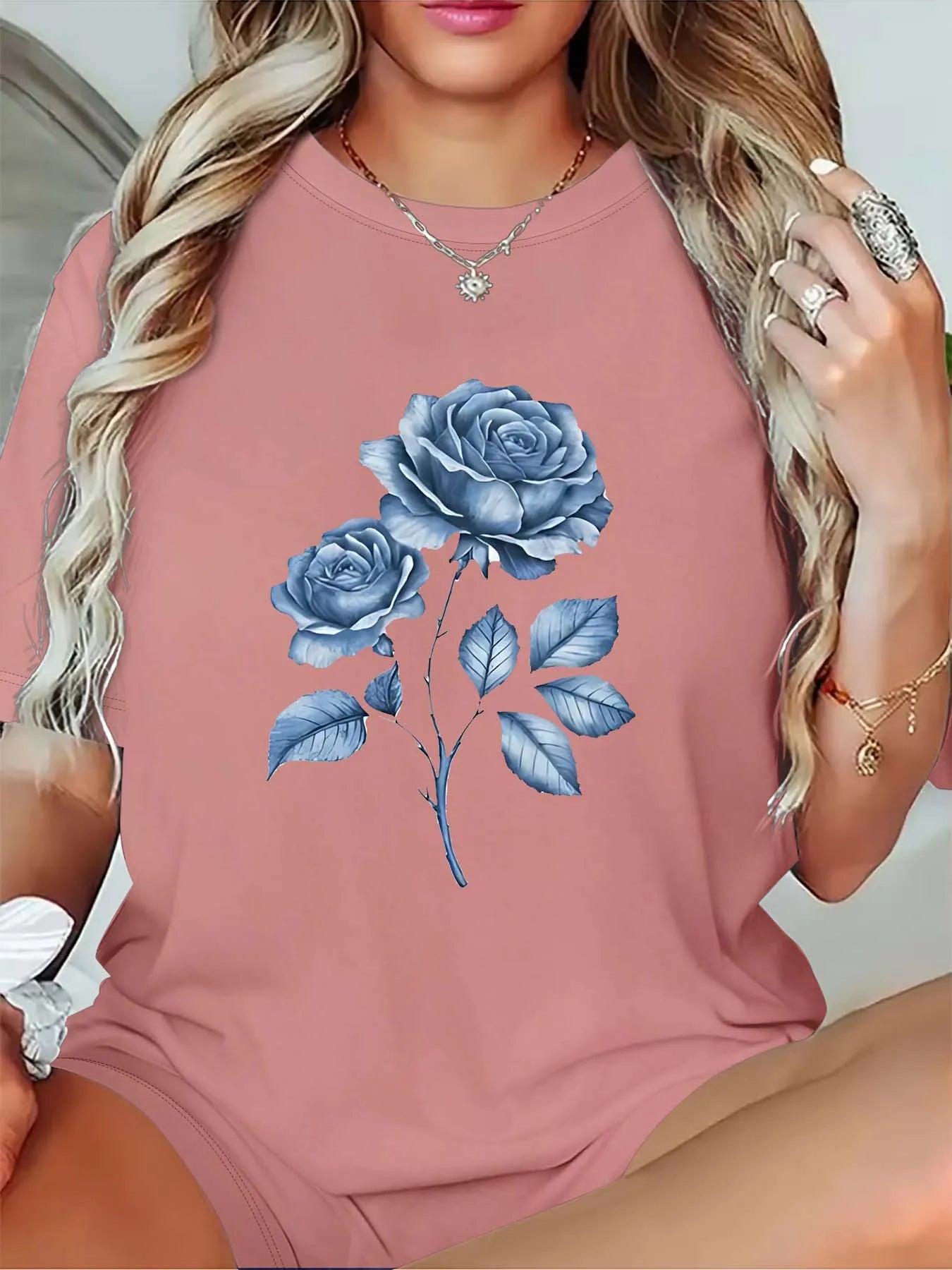 Blommig Blå T-Shirt | Tillsammans Mot Diabetes