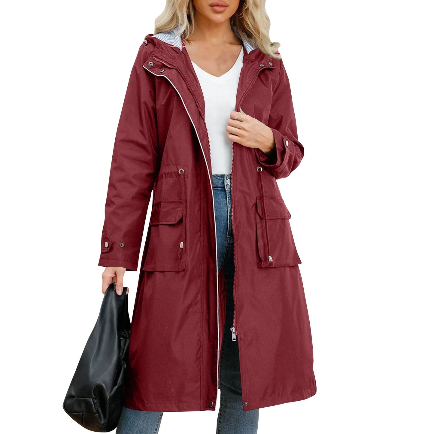 Amie™ - Hooded Lång Trenchcoat