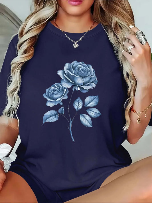Blommig Blå T-Shirt | Tillsammans Mot Diabetes