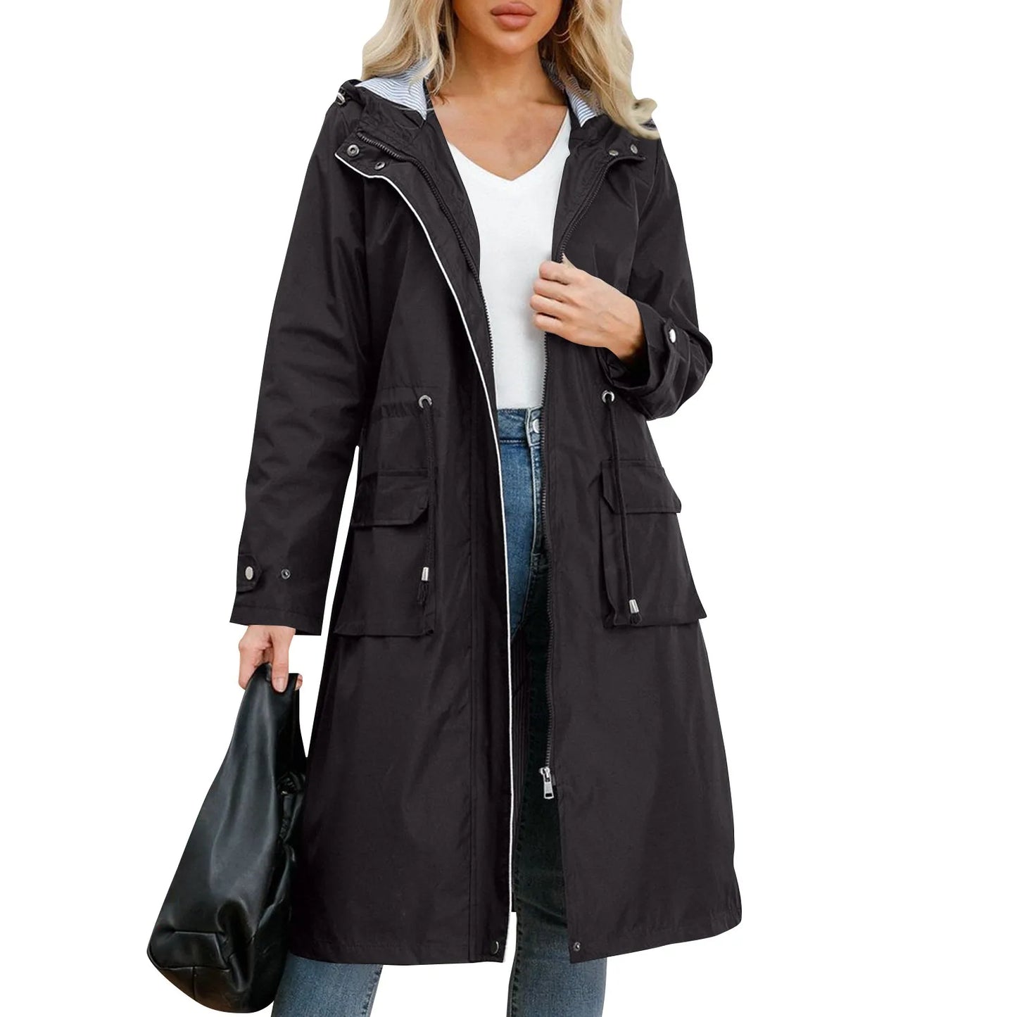 Amie™ - Hooded Lång Trenchcoat