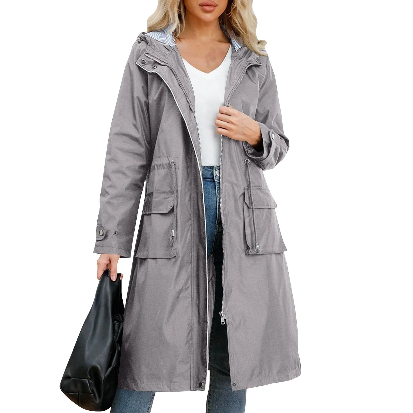 Amie™ - Hooded Lång Trenchcoat