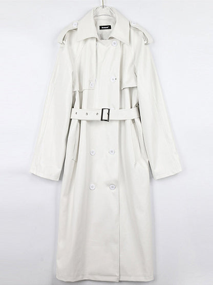 Arielle™ - Lång Läder Trenchcoat