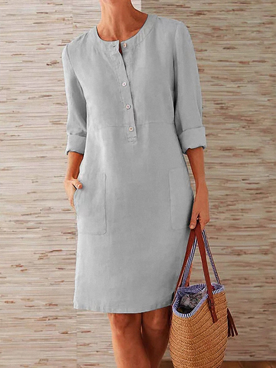 Annelore™ – Casual Skjortklänning i Linne