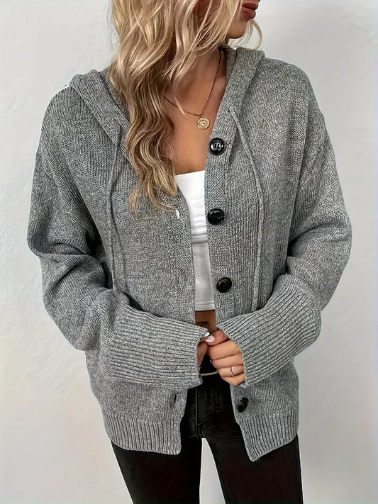 Charlotte™ - Knäppt Stickad Huvjacka