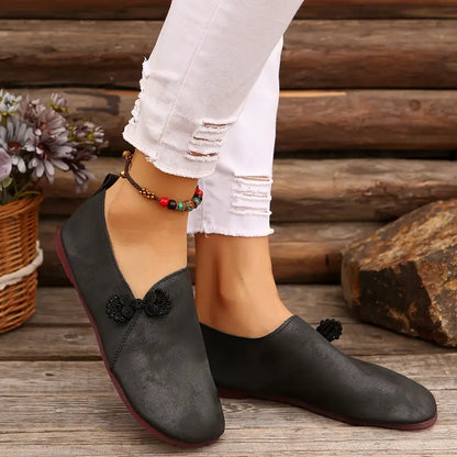 Nice™ – Damens Loafers med Blombroderi